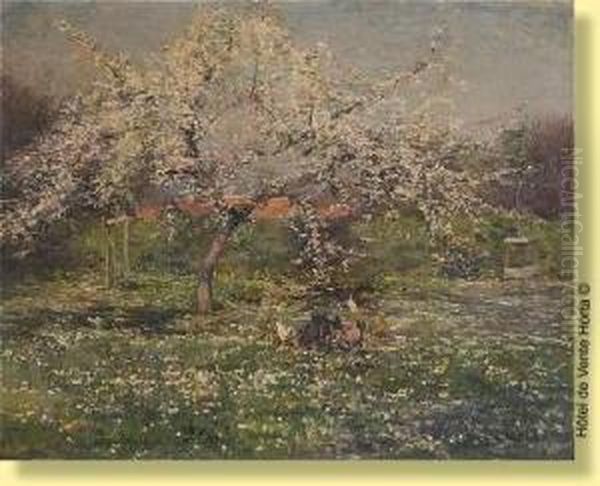 Verger En Fleurs Oil Painting by Jean Van Den Eeckhoudt