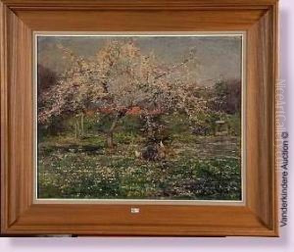 Verger En Fleurs Oil Painting by Jean Van Den Eeckhoudt