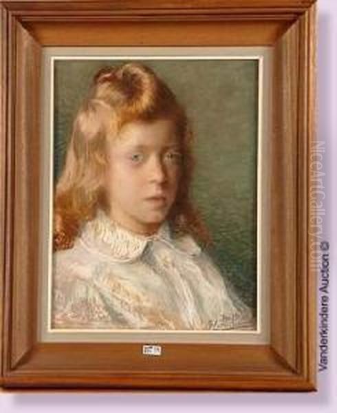 Portrait De Jeune Fille Oil Painting by Jean Van Den Eeckhoudt