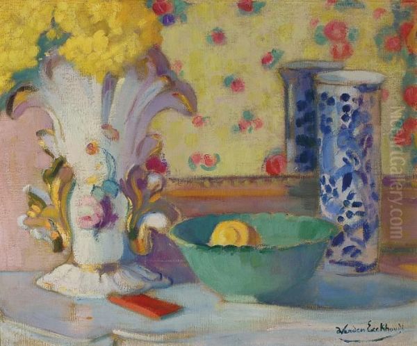 Nature Morte A Lacoupe Verte Oil Painting by Jean Van Den Eeckhoudt