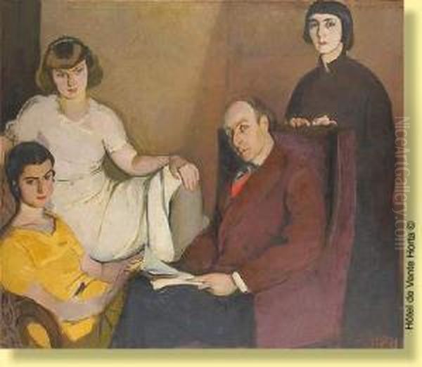 Portrait D'une Famille.
 Monogrammee Par Jean Van Den Eeckhoudt Datee De 38 Oil Painting by Jean Van Den Eeckhoudt