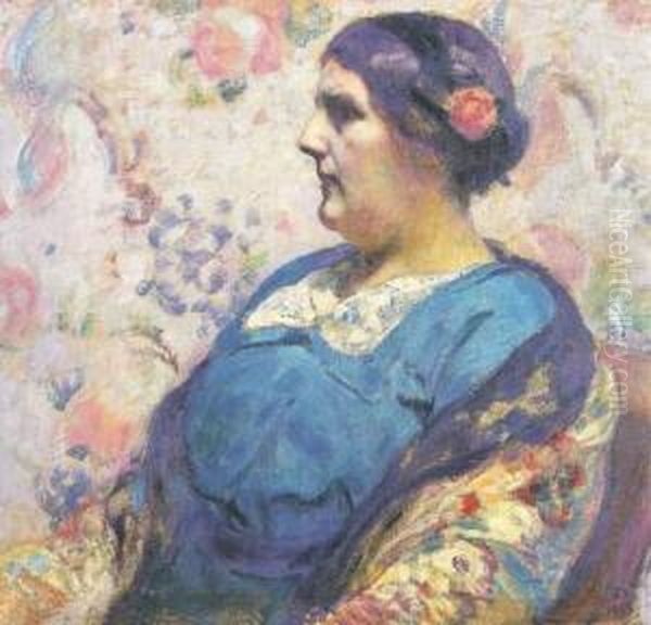 Zittende Dame (1913) Oil Painting by Jean Van Den Eeckhoudt