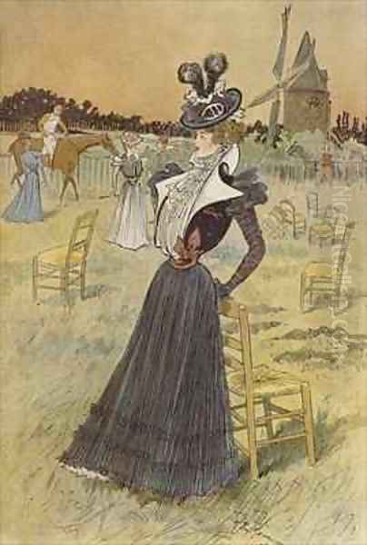 Fashion plate at Longchamp Oil Painting by Felix Fournery