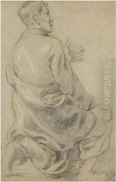 Study Of A Kneeling Man, Seen From Behind Oil Painting by Gerbrand Van Den Eeckhout