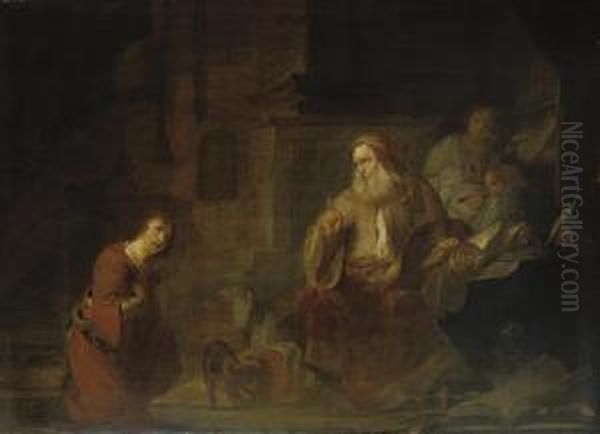 An Allegory Of Education Oil Painting by Gerbrand Van Den Eeckhout