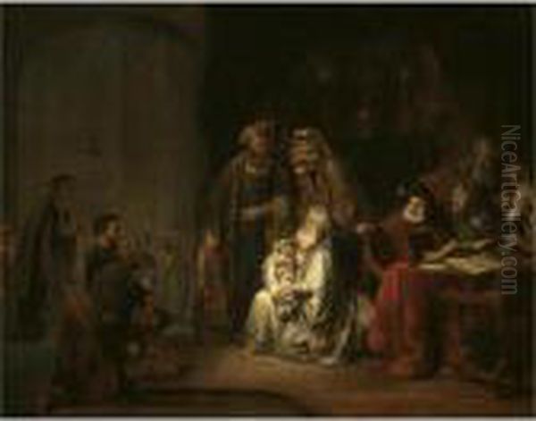 Simeon In The Temple, 'nunc Dimittis' Oil Painting by Gerbrand Van Den Eeckhout