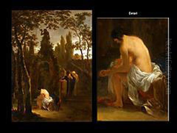 Susanna Und Die Beiden Alten In Nachtlicher Landschaft Oil Painting by Gerbrand Van Den Eeckhout