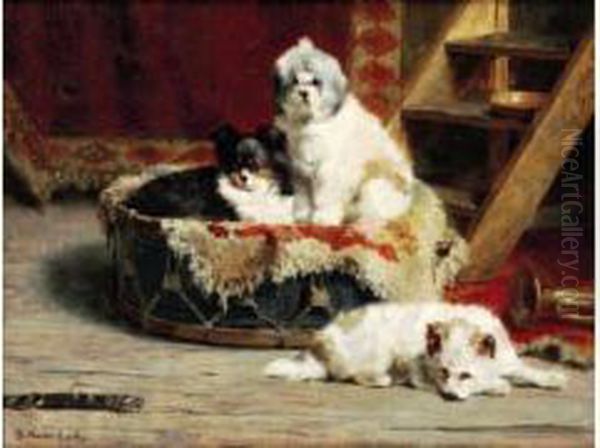 Trois Chiens De Cirque Oil Painting by Charles van den Eycken