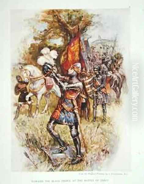 Edward the Black Prince at the Battle of Crecy in 1346 Oil Painting by Joseph Finnemore