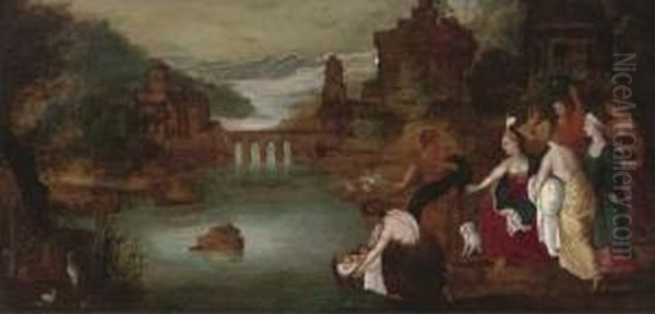 The Finding Of Moses Oil Painting by Kasper or Gaspar van den Hoecke