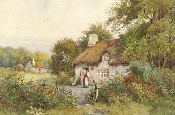 Outside the cottage Oil Painting by Joshua Fisher