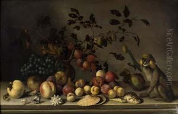 Nature Morte Aux Fruits, Aux Coquillages Et Au Oil Painting by Balthasar Van Der Ast