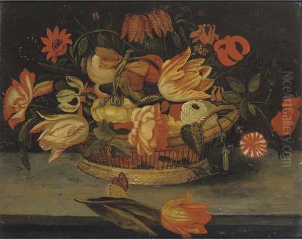 Roses Oil Painting by Balthasar Van Der Ast