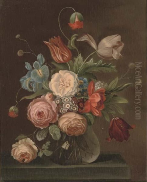 Roses Oil Painting by Balthasar Van Der Ast