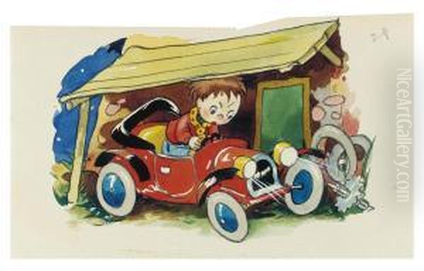 Noddy And The Old Car by Harmsen Van Der Beek