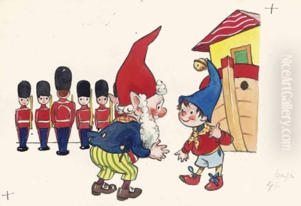 Noddy, Big-ears And The Soldiers by Harmsen Van Der Beek