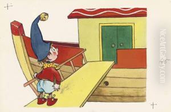 Noddy On The Gangplank Of Mr Noah's Ark by Harmsen Van Der Beek