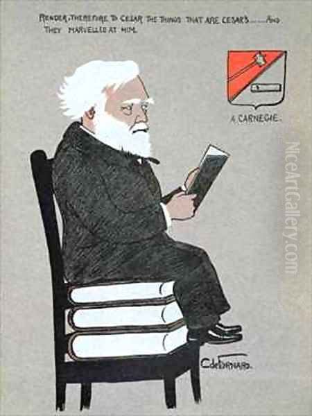 Caricature of Andrew Carnegie 1835-1919 Oil Painting by Carlo de Fornaro