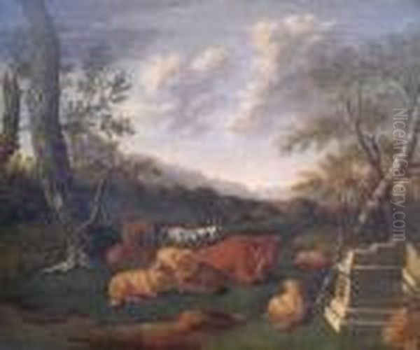 Pastoral Landscape With Cattle And Sheep Oil Painting by Rembrandt Van Rijn