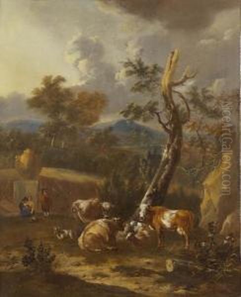 Paesaggio Con Contadini E Armenti Oil Painting by Rembrandt Van Rijn