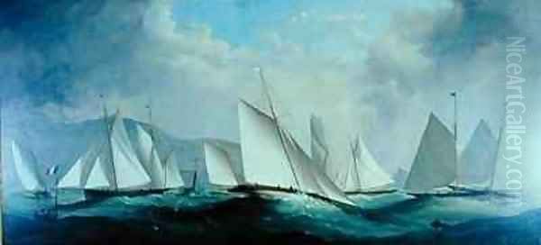 Preparing for the Start Dart Yacht Club Regatta Oil Painting by H. Forrest