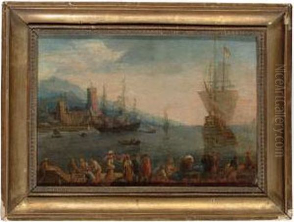 Harbour View Oil Painting by Adriaen Van Der Kabel