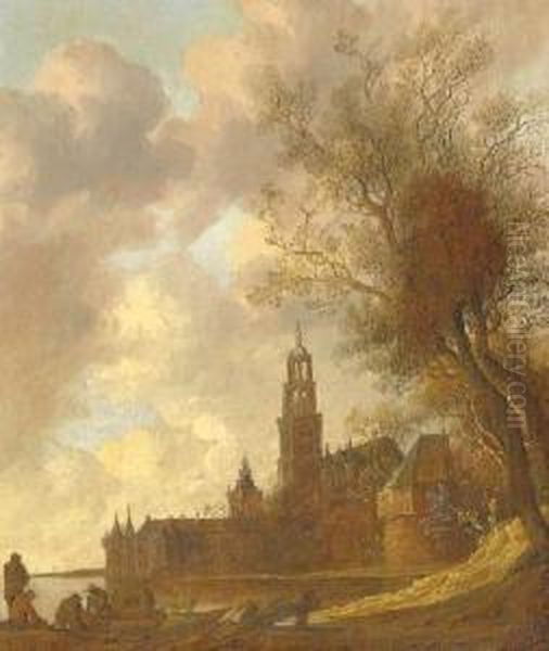 The Hague View On Rhenen Oil Painting by Anthony Jansz. Van Der Croos