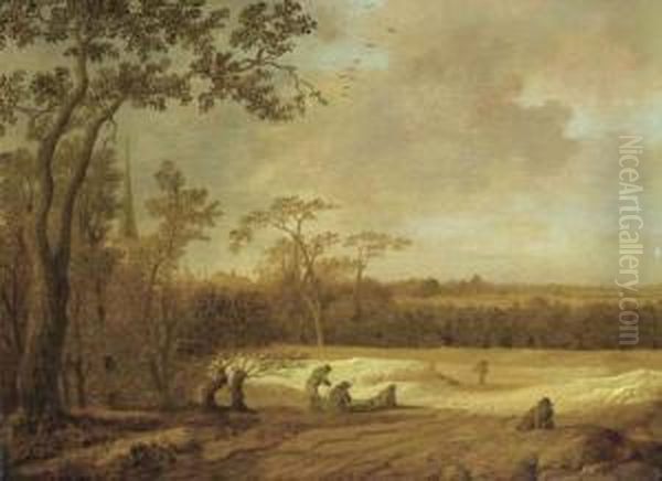 Landscape With Travellers. Oil Painting by Anthony Jansz. Van Der Croos