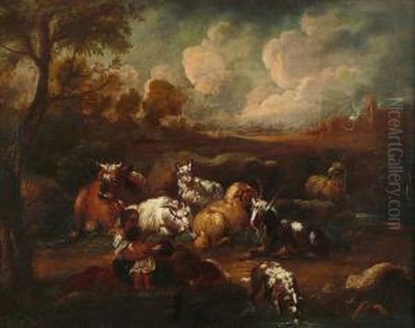 Pastorale. Oil Painting by Jacob Van Der Does I