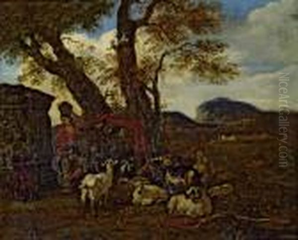 Landschaft Mit Hirtenszene Oil Painting by Jacob Van Der Does I