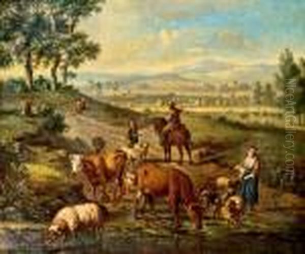 Pastorale Landschaft Oil Painting by Simon van der Does