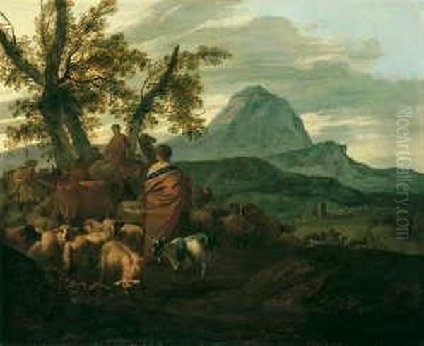 Landschaft Mit Dem Auszug Der Israeliten Aus Agypten. Oil Painting by Simon van der Does