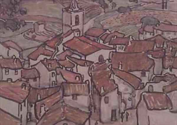 View of Grimaud Oil Painting by Anne L. Falkner