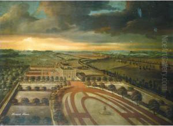 Prospect Of Hinwick House, Bedfordshire Oil Painting by William Van Der Hagen