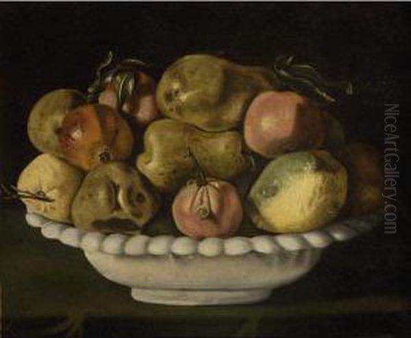 Natura Morta Con Agrumi, Pere, Pesche E Melograni Oil Painting by Juan Van Der Hamen Y Leon