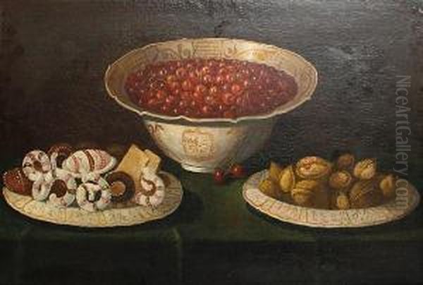 Still Life With Cherries, Walnuts And Sweets Oil Painting by Juan Van Der Hamen Y Leon