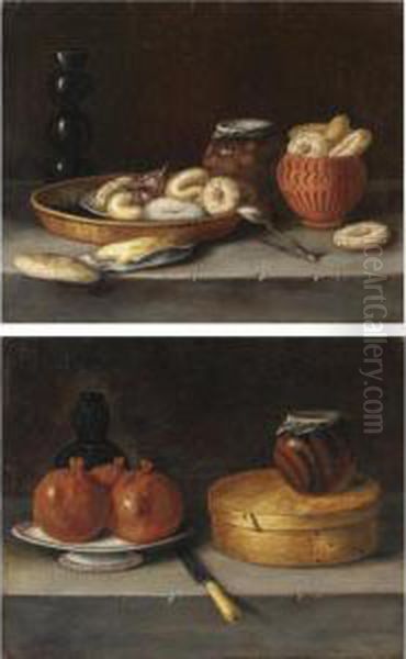 Natura Morta Con Biscotti, Frutta Sciroppata E Un Cucchiaio Oil Painting by Juan Van Der Hamen Y Leon