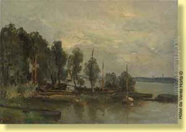 Coucher De Soleil Sur L'estuaire Oil Painting by Hendrik Van Der Hecht