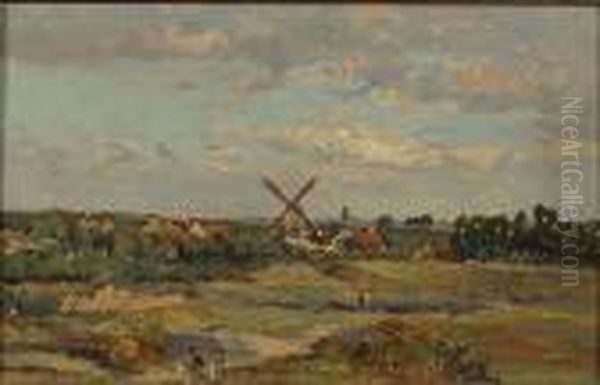 Molen In Een Landschap. Oil Painting by Hendrik Van Der Hecht