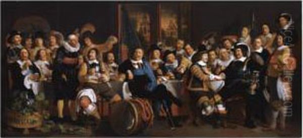 The Celebration Of The Peace Of 
Munster, 18 June 1648, In The Headquarters Of The Crossbowmen's Civic 
Guard (st. George Guard), Amsterdam Oil Painting by Bartholomeus Van Der Helst