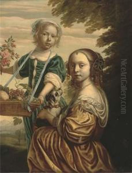 Double Portrait Of Two Girls Oil Painting by Bartholomeus Van Der Helst