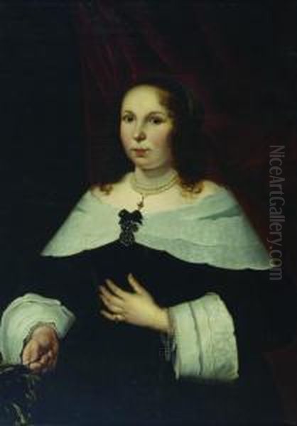 Lady With A Fan Oil Painting by Bartholomeus Van Der Helst