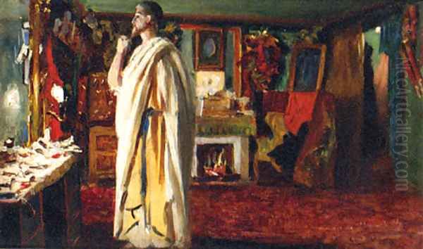 The Actor Jean Mounet-Sully In His Dressing Room Oil Painting by Louis Edouard Paul Fournier