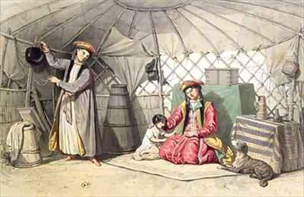 Kalmuk Women in their tent Oil Painting by Ferogio, Francois Fortune Antoine