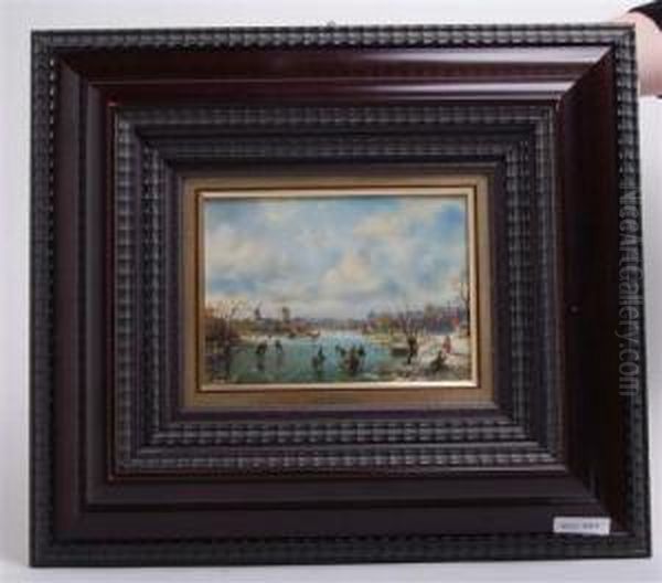 Eisvergnugen. Oil Painting by Jan Van Der Heyden