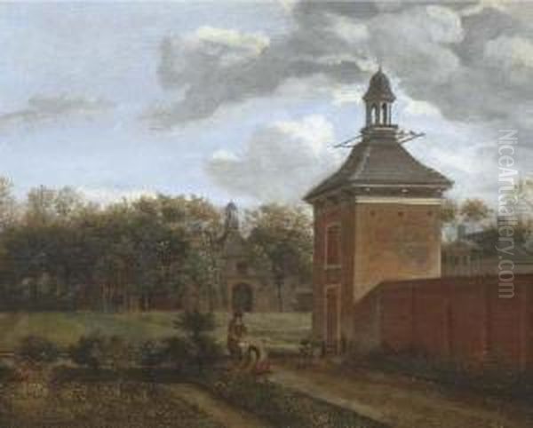 A Pavilion In The Garden Of Goudesteyn On The Vecht, Maarssen Oil Painting by Jan Van Der Heyden