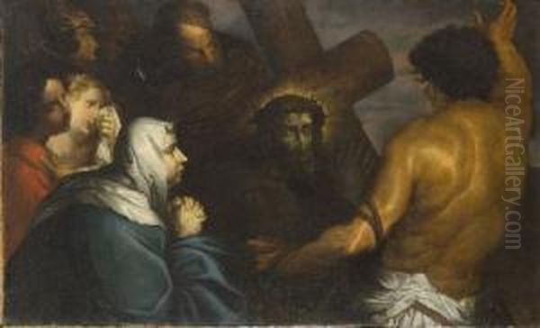 La Salita Al Calvario Oil Painting by Jan van den Hoecke