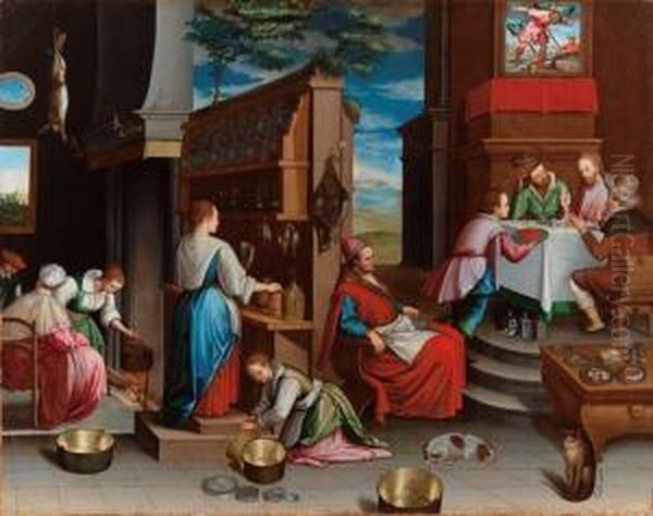 Cena Di Emmaus Oil Painting by Jan van den Hoecke