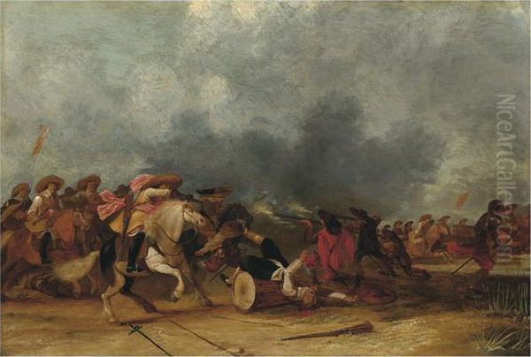 Battaglia Oil Painting by Abraham van der Hoef