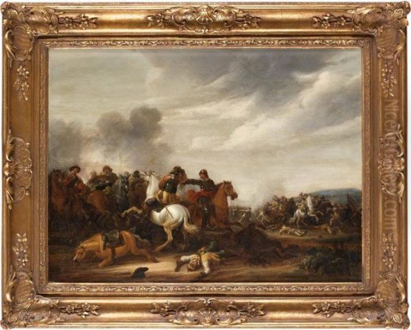 Bataljscen Oil Painting by Abraham van der Hoef